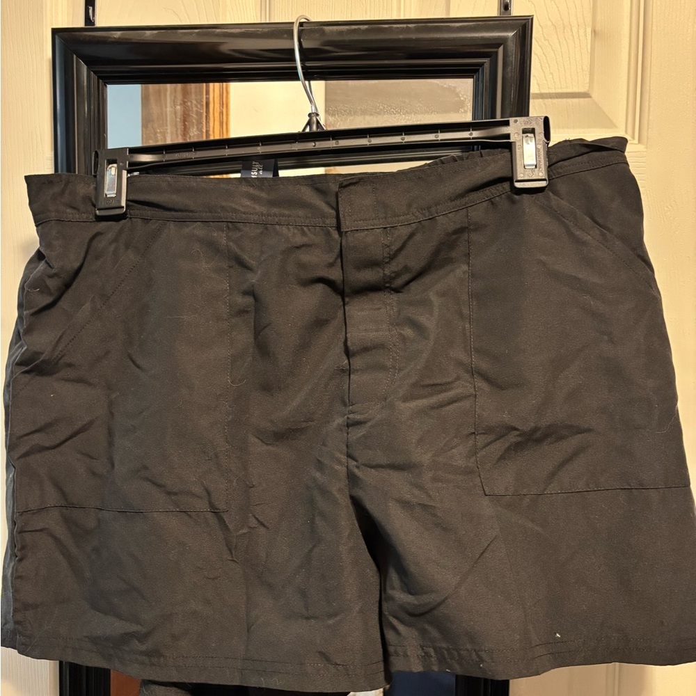 Swimsuits For All Black Flat Front Swim Shorts